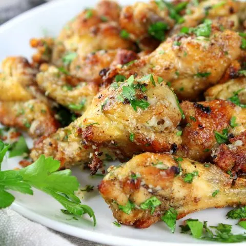 Partial plate garlic parmesan chicken wings