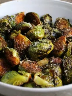 Serving dish of brussels sprouts