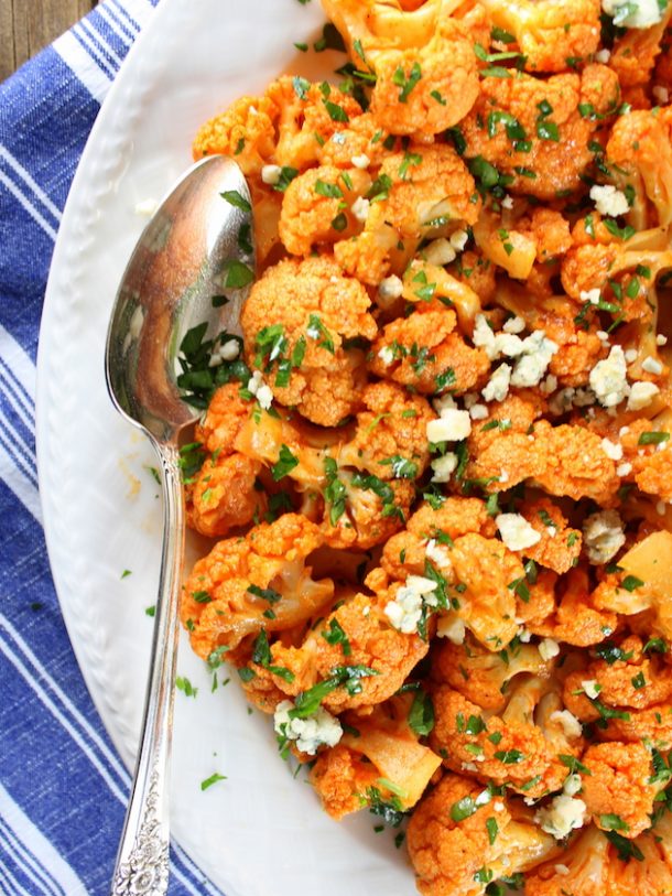 Low Carb Buffalo Cauliflower with Blue Cheese Sauce Low Carb WOW!