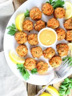 partial platter of salmon cakes