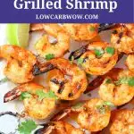 partial platter of skewered grilled shrimp